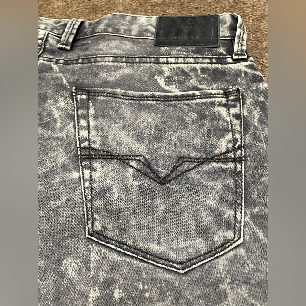 Guess Metro Grey Slim/Straight 33x32 Acid Wash, Reworked